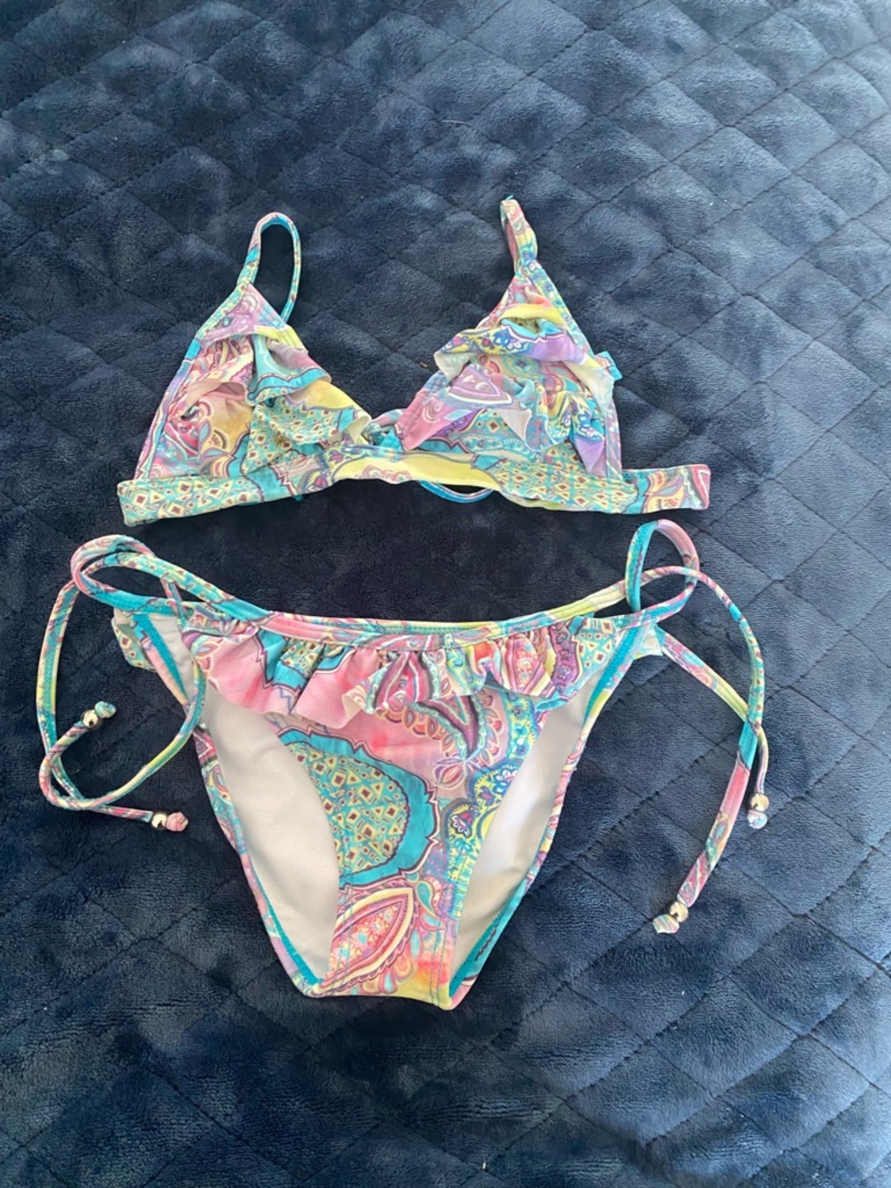 Pastel Paisley Ruffle Bikini Set